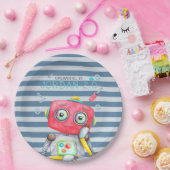 かわいいロボット |誕生日パーソナライズされたパーティー ペーパープレート (パーティー)