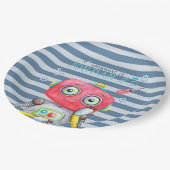 かわいいロボット |誕生日パーソナライズされたパーティー ペーパープレート (アングル)