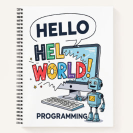 かわいいロボット Hello World プログラマーノートブック  ノートブック