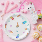 かわいいロマンチックなアイスクリームとポップシクル誕生日 ペーパープレート (パーティー)