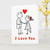 かわいいロマンチックなカップルのカードと文字 – 私はあなたを愛している カード (黄色い花)