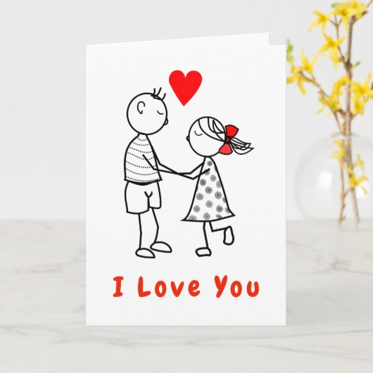 かわいいロマンチックなカップルのカードと文字 – 私はあなたを愛している カード (黄色い花)
