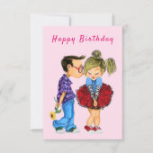 かわいいロマンチックなカップル誕生日カード (正面)