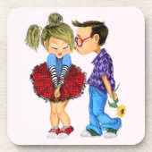かわいいロマンチックなカップル - 愛 - キス コースター (正面)