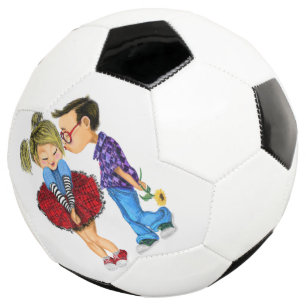 かわいいロマンチックなカップル – 愛 – バレンタインデーキス サッカーボール