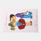 かわいいロマンチックなカップル – 愛 – バレンタインデーキス ドアマット (正面)