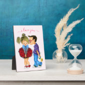 かわいいロマンチックなカップル - 愛 - 愛してる - キス フォトプラーク (側面)