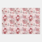 かわいいロマンチックなハグキスバレンタインデーガーリー ラッピングペーパーシート (正面2)
