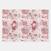 かわいいロマンチックなハグキスバレンタインデーガーリー ラッピングペーパーシート (正面)