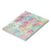 かわいいロマンチックなバラ絵を描フローラの水色 ノートパッド (回転)