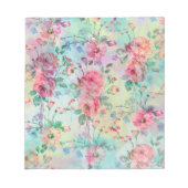 かわいいロマンチックなバラ絵を描フローラの水色 ノートパッド (正面)