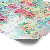 かわいいロマンチックなバラ絵を描フローラの水色 フォトプリント            (角)