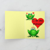 かわいいロマンチックなバレンタインカエルを望む王子に シーズンカード (内部)