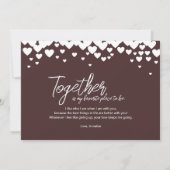 かわいいロマンチックなバレンタインデーのブルゴーニュ赤いハート 招待状 (裏面)