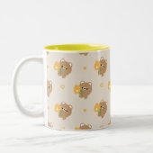 かわいいロマンチックなブラウンベア ツートーンマグカップ (左)