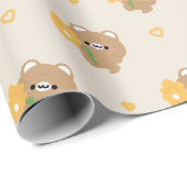 かわいいロマンチックなブラウンベア ラッピングペーパー (ロールコーナー)