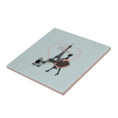 かわいいロマンチックなヴィンテージガールシルエット歩く タイル (側面)