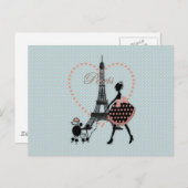 かわいいロマンチックなヴィンテージガールシルエット歩く ポストカード (正面/裏面)