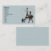 かわいいロマンチックなヴィンテージ歩くプフランスのードル 名刺 (正面/裏面)