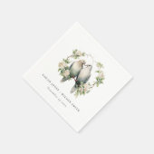 かわいいロマンチックな愛の鳥の植物性リース結婚ズ スタンダードカクテルナプキン (角)