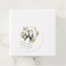 かわいいロマンチックな愛の鳥の植物性リース結婚ズ フェイバータグ