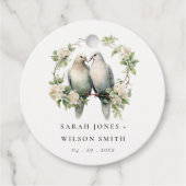 かわいいロマンチックな愛の鳥の植物性リース結婚ズ フェイバータグ (正面)