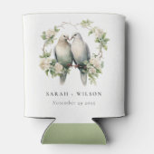 かわいいロマンチックな愛の鳥の植物性リース結婚ズ 缶クーラー (裏面)