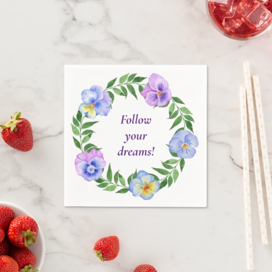 かわいいロマンチックな水の色の花誕生日ナプキンス スタンダードカクテルナプキン (インサイチュ)