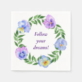 かわいいロマンチックな水の色の花誕生日ナプキンス スタンダードカクテルナプキン (正面)