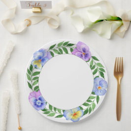 かわいいロマンチックな水の色の花誕生日紙Pl ペーパープレート