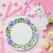 かわいいロマンチックな水の色の花誕生日紙Pl ペーパープレート (パーティー)