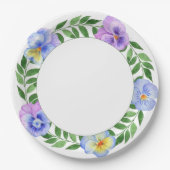 かわいいロマンチックな水の色の花誕生日紙Pl ペーパープレート (正面)