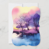 かわいいロマンチックな湖の風景の水色 ノートカード (正面)