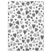 かわいいロマンチックな灰色のピンクの手描きハート クリップボード (裏面)