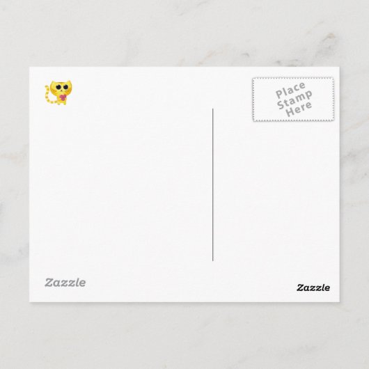 かわいいロマンチックな猫と笑顔ハート ポストカード (裏面)