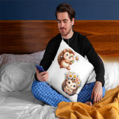 かわいいロマンチックな花のハリネズミのカップルスロー枕 クッション