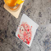 かわいいロマンチックな花のハリネズミデュオイラスト ガラスコースター