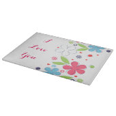 かわいいロマンチックな花イラストレーション「愛してる」 カッティングボード (角)