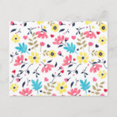 かわいいロマンチックな花ハートの水色絵を描 ポストカード (正面)