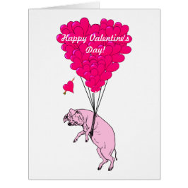 かわいいロマンチックな豚のバレンタインデー