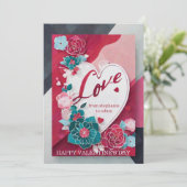 かわいいロマンチックな赤いバラのバレンタインデーのカード シーズンカード (スタンド正面)