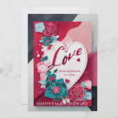 かわいいロマンチックな赤いバラのバレンタインデーのカード シーズンカード (正面/裏面)