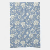 かわいいロマンチックな青いクリームの花 キッチンタオル (縦)