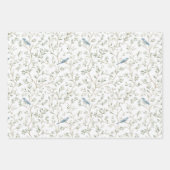 かわいいロマンチックな青い鳥と花の花嫁のシャワー ラッピングペーパーシート (正面3)