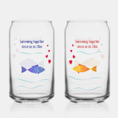 かわいいロマンチックな魚の名前をカスタムするとデート ガラス缶 (裏面)
