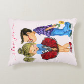 かわいいロマンチックカップル - 愛 - 愛してる - キス アクセントクッション (正面)