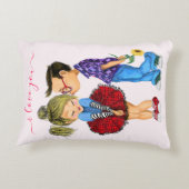 かわいいロマンチックカップル - 愛 - 愛してる - キス アクセントクッション (裏面)