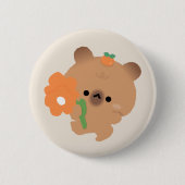 かわいいロマンチックカピバラ 缶バッジ (正面)