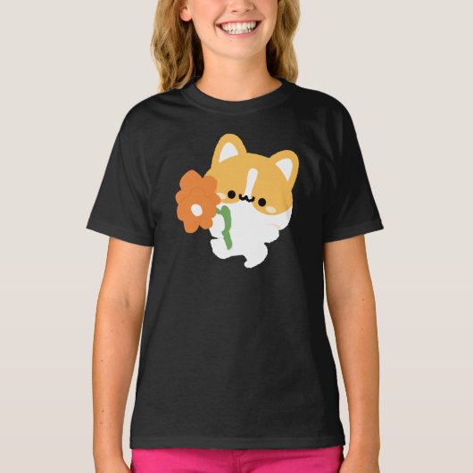 かわいいロマンチックコーギー Tシャツ (正面)