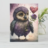 かわいいロマンチックフクロウバレンタインデー カード (スタンド正面)